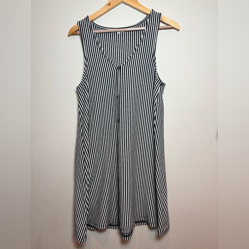 Z Supply Black and White Striped Midi Dress